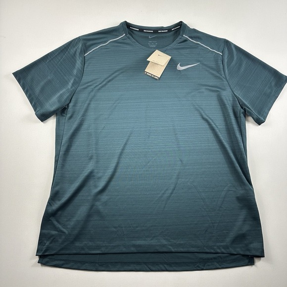 Nike Running Miler Shirt Dri-FIT Short Sleeve Gym Green Mens‎ XL AJ7565-328 - Picture 1 of 8